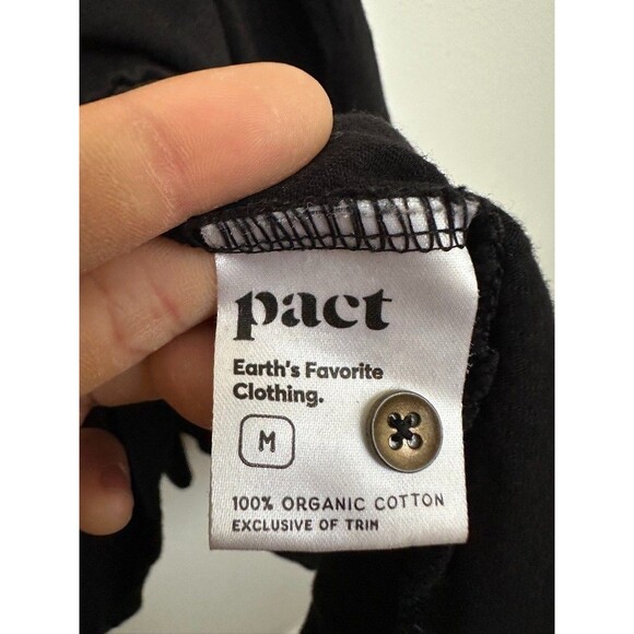 Pact Relaxed Slub Patio Tiered Cotton Sleeveless Dress Black Women's Size Medium - Picture 8 of 11